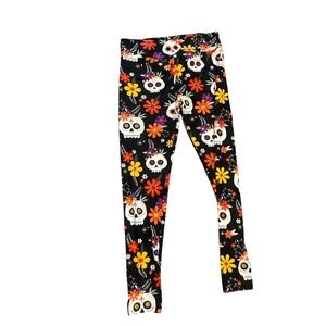 LuLaRoe‎ Leggings Skull Floral Halloween Print tall and curvy size 12-18